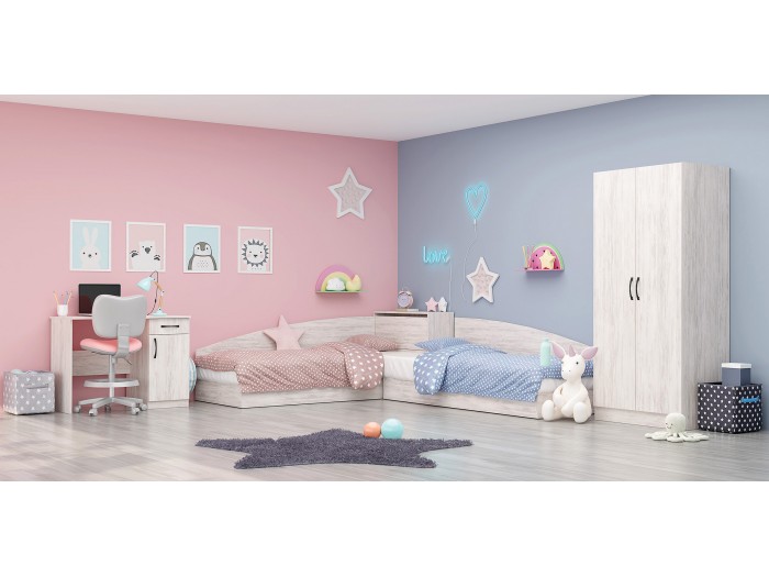 Детско обзавеждане Конфигурация 101 + матраци (дъб бланко)